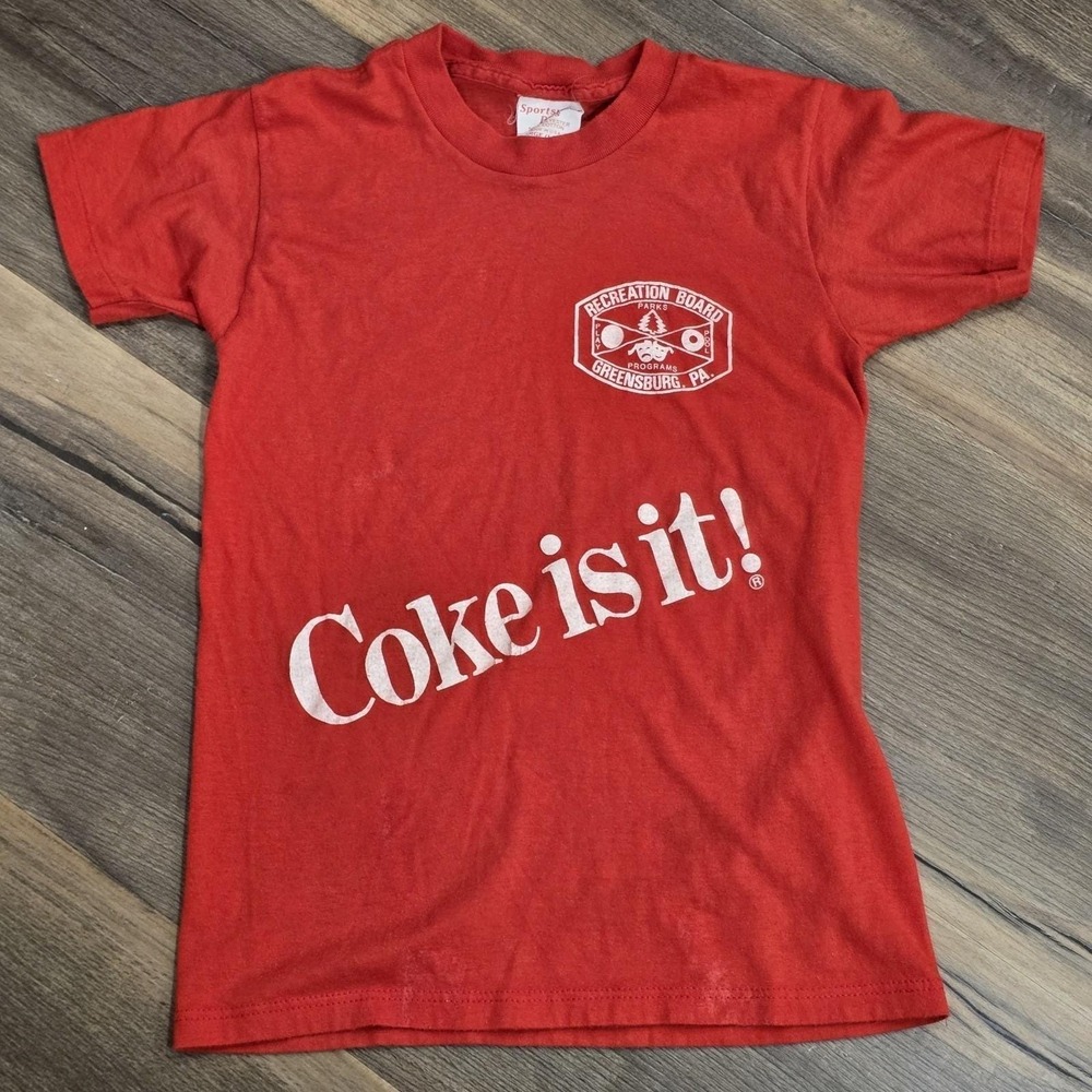 70s Coca Cola Coke Vintage‎ Advertising Promo PA Rec Red T Shirt Kids Large